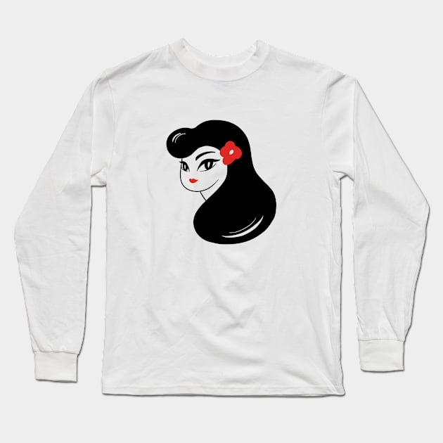 girl's face Long Sleeve T-Shirt by Catprint